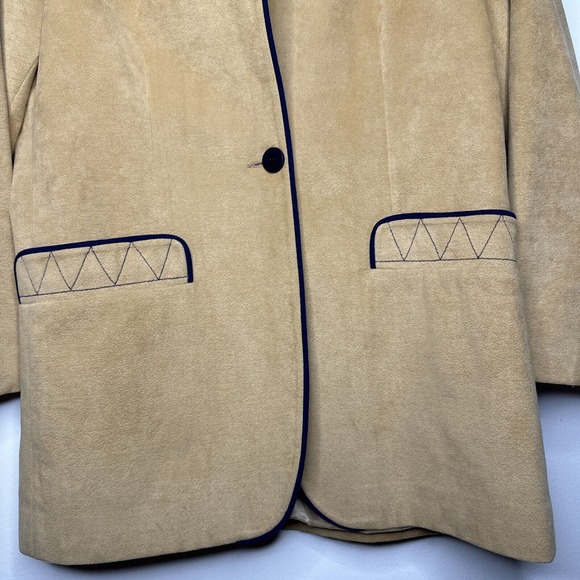 VTG Samuel Robert By Peter Hatsi Androu Ultra Suede Blazer Pockets USA 10 - Picture 4 of 11
